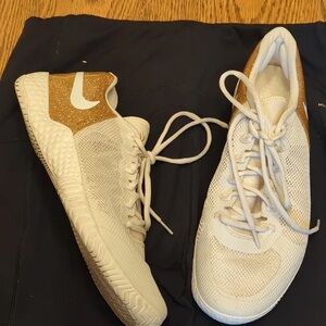 Nike Women's Athletic Shoes - White with Gold Accents